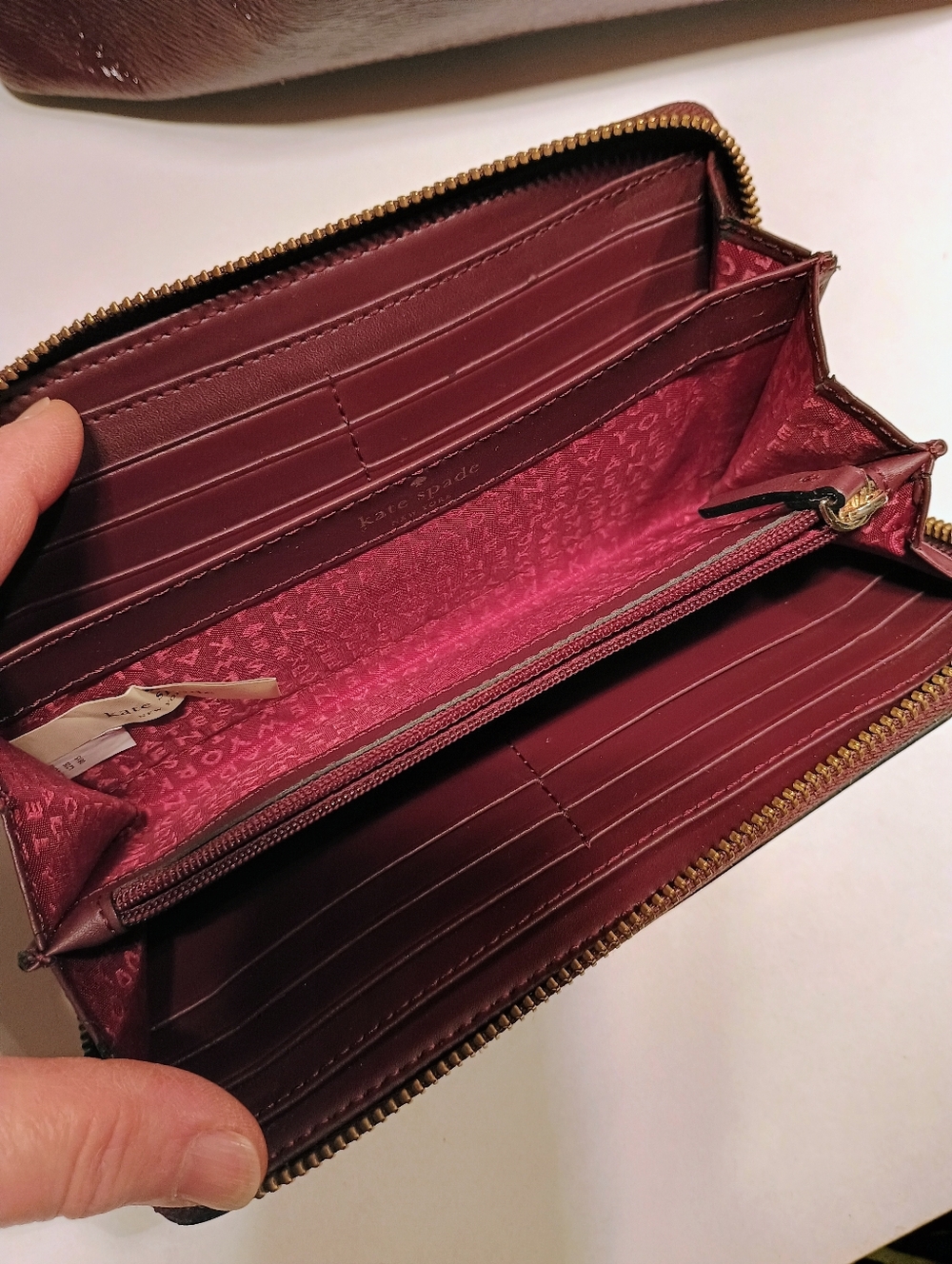 Kate Spade Burgundy Patent Leather Tote with Matching Zip Wallet - Picture 11 of 11